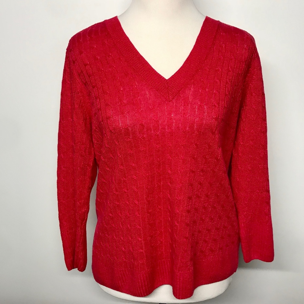 J. Crew Linen Cable V-Neck Sweater - XL